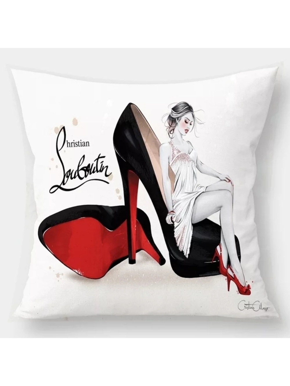 Fashion Lady Legs Heels Christian Louboutin Sandals Art Print Pillow Cover